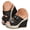Black, variant on Women Platforms Wedge Sandals Denim Chunky High Heel Open Toe Buckle Straps Summer Slippers