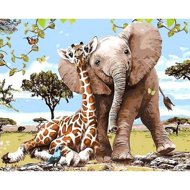 Cuadros Decorativos Kit de cuadros pintados a mano de animales en la tierra pintura al óleo por números conjunto sin marco Ehuebsd Nuevos Originales