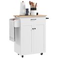 thumbnail image 1 of HOMCOM Kitchen Island on Wheels, Kitchen Cart with Solid Wood Top, White, 1 of 10