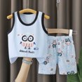 thumbnail image 2 of Toddler Baby Boy Clothes Summer Outfits Vest Outfit Elephant Owls Bear Dino Print Sleeveless Top Printed Shorts Casual Playwear 3 6 12 18 24 Months 3T 4T 5T 6T, 2 of 4