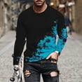 thumbnail image 2 of WREESH Men's Fashion T-Shirts Casual Gradient Printing Round Neck Pullover T-Shirt Long Sleeve Tops Workout Tops Blue, 2 of 5