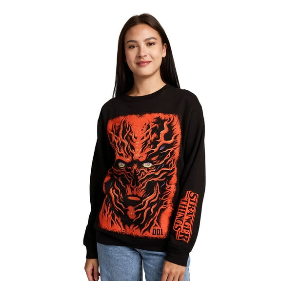 Stranger Things Vecna Puff Print on Men's Black Sweatshirt -XXL