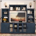 thumbnail image 4 of Wall Unit Entertainment Center with Charging Station and USB Charging for TVs,TV Stand with Large Storage Cabinet,Modern TV Stand Media Console with Cabinets,Blue, 4 of 22