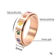 thumbnail image 2 of PAURO Women's Paw Print Rotatable Rings 6mm Stainless Steel Cute Dog Cat Paw Print Enameled Rainbow Spinner Engagement Wedding Band Rose Gold Size 10, 2 of 4