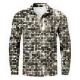 thumbnail image 4 of Telankuip Mens Sparkling Sequins Print Dress Shirt Mardi Gras Long Sleeve Button down Plus Size Casual Top Shirt Luxury Disco Party Nightclub Carnival Holiday Prom Fashion Outfits 7-Silver L, 4 of 4