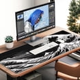 thumbnail image 7 of Japanese Style Desk Mouse Mat Large Minimalist Pad Non-Slip Base 35.4x15.7" Black and White Waves, 7 of 7
