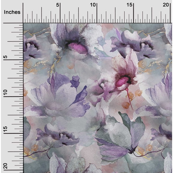 oneOone Viscose Chiffon Light Gray Fabric Flower Fabric For Sewing Printed Craft Fabric By The Yard 42 Inch Wide-7B8