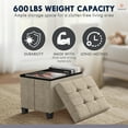 thumbnail image 4 of Ornavo Home Storage Ottoman Small Rectangle Ottoman with Legs, Foot Rest Stool Seat, Load up to 600 LB, for Living Room, Bedroom, Home Office, Dorm - 12 x 16 x 12, Tan, 4 of 7