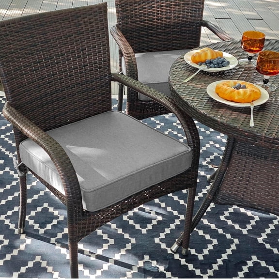 18x18x3 Inch Outdoor Square Corner Chair Cushions with Ties Set of 2, Water&Fade Resistant Thick Seat Cushion Pads for Garden  Dining Porch Furniture - Gray