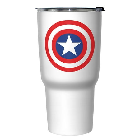 

Marvel Captain America Classic Shield Logo Stainless Steel Tumbler w/Lid White 27 oz.