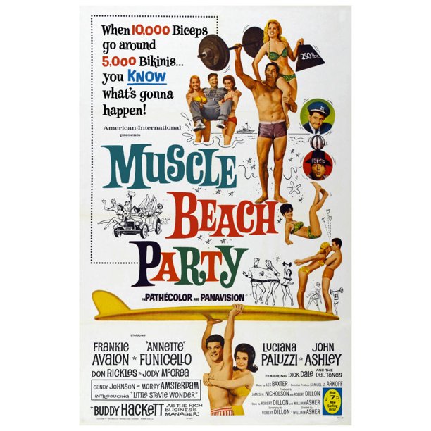 Muscle Beach Party Movie Poster 11Inx17In 11x17 Poster MultiColor