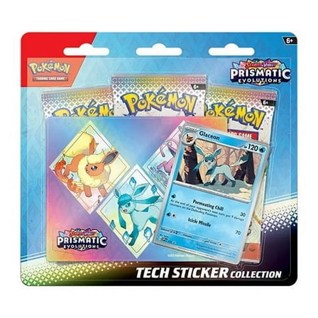 Prismatic Evolutions Glaceon Pokemon S&V Tech Sticker Collection 3-Pack