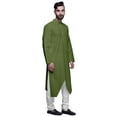 thumbnail image 3 of Atasi Solid Button Down Kurta For Boys Asymmetric Long Sleeve Kurta For Men, 3 of 4