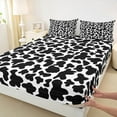 thumbnail image 3 of Manfei Cartoon Cow Print Bed Sheets,Cattle Pattern King Sheets,White Black Sheet Set For Kids,Ultra Soft Home Decor,4-Piece, 3 of 7