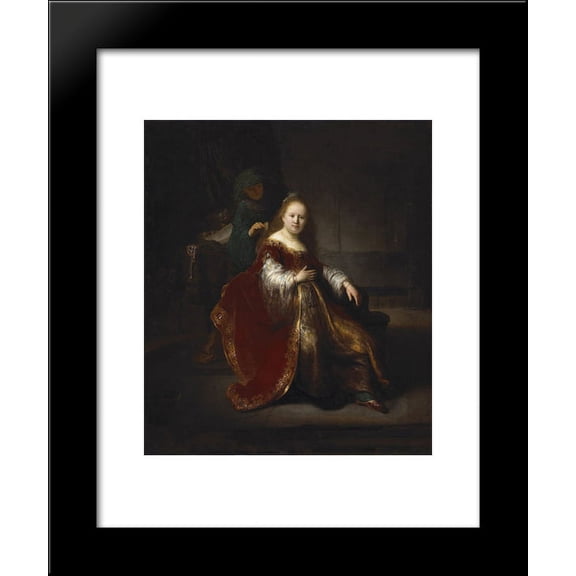 A young woman at her toilet 20x24 Framed Art Print by Rembrandt