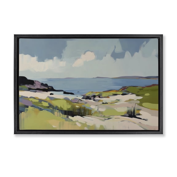 Stupell Industries Coastal Coastal Green Breeze Black Floating Frame Canvas Art, 25 x 17, by Elara Yasna