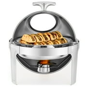 Wilprep 6.3 qt Roll Top Chafing Dish Buffet Set Stainless Steel Catering Chafer Sliver