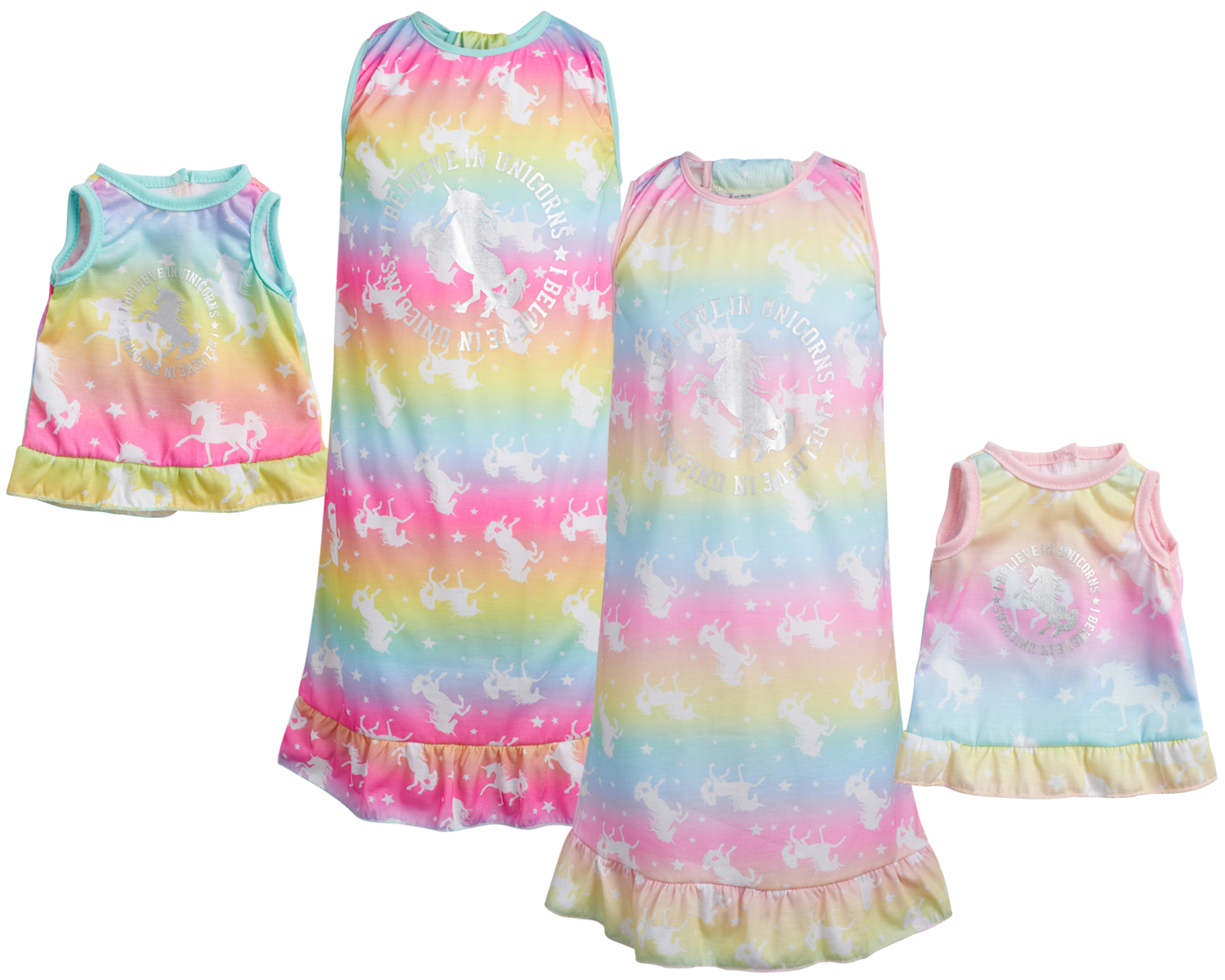 BFF & Me Girls' Pajamas - 2 Pack Nightgown with Matching Doll Dress (Big Girl)