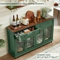 thumbnail image 6 of Joaxswe 59'' W Kitchen Buffet Storage Cabinet with Adjustable Shelves, 4-Doors 2-Drawers Sideboard Storage Cabinet with Glass Doors, Green, 6 of 8