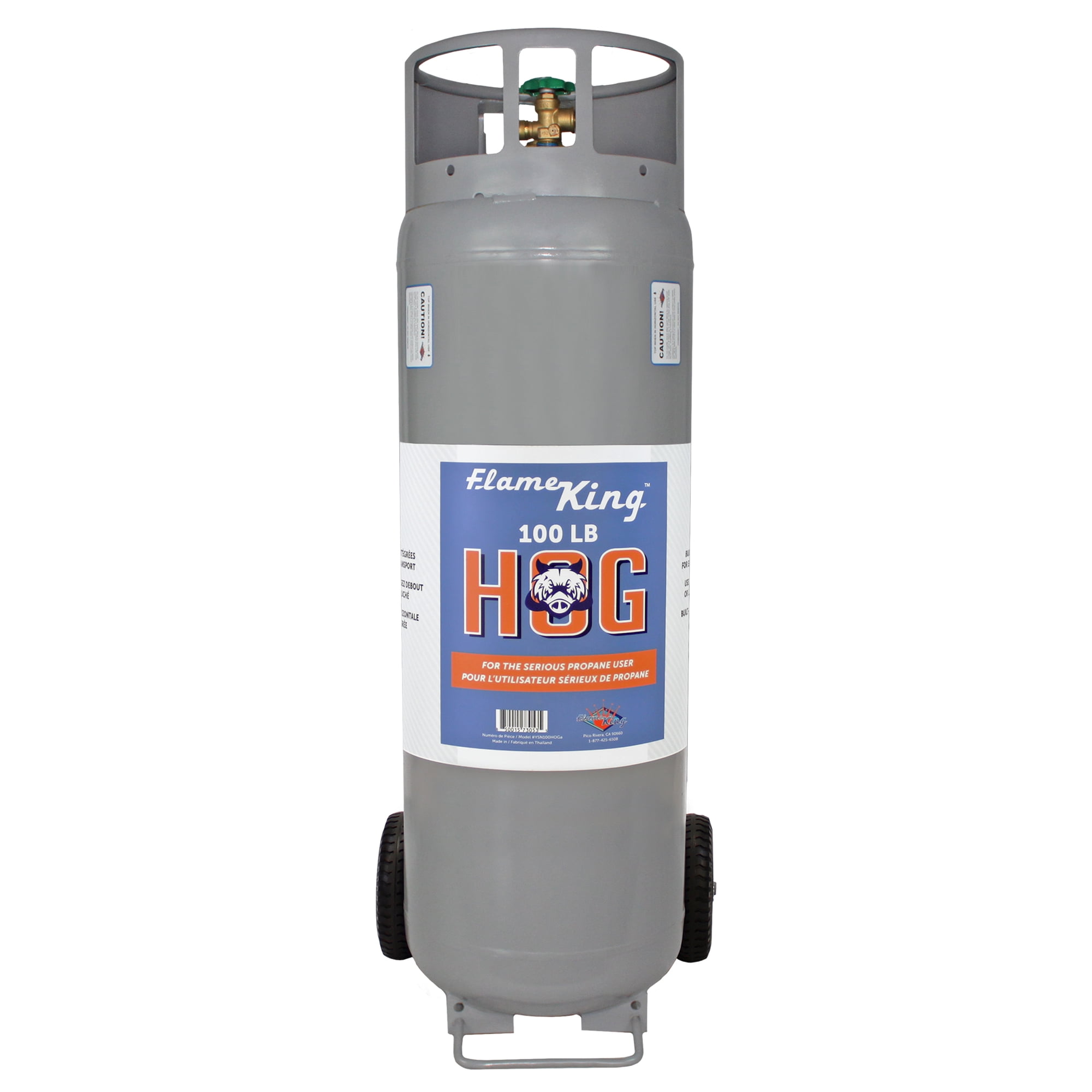 Flame King Horizontal and Vertical Propane Tank, LP Propane Cylinder with Dolly Cart Wheels, 100 lbs