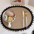 thumbnail image 1 of Manteles Decorativos de Algodón Y Lino para Mesa de comedor Macarena Manteles individuales redondos negro, 1 of 8