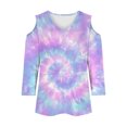 thumbnail image 4 of MEICHEN Tie Dye Long Sleeve Shirts for Women V Neck Pullover Tops Loose Tees Top Summer Fashion Clothing for Women, 4 of 5