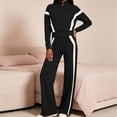 thumbnail image 2 of Wenini Women's 2 Piece Tracksuit Set Long Sleeve Zip up Short Top with Wide Leg Pants Color Blocking Sportswear Outfit, 2 of 7