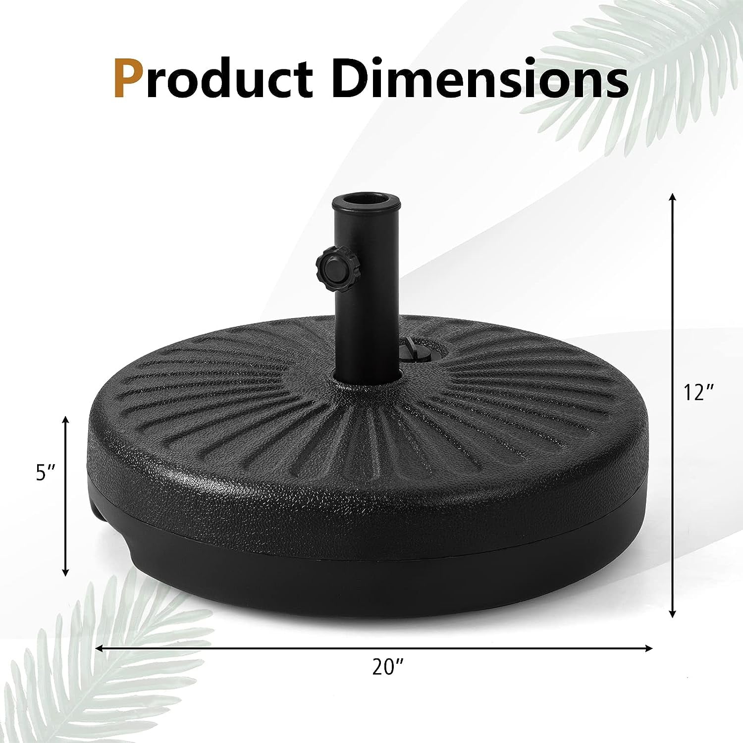 HJTER Fillable Umbrella Base, 75 lbs Water & Sand Filled Heavy Duty 20 Inch Round Patio Outdoor Umbrella Weights, Umbrella Stand for Umbrella Pole 1.5-1.9 inches, for 9-10 ft Market Offset Umbrella