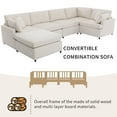 thumbnail image 5 of U_STYLE 6-Seat U-Shaped Sectional Sofa with Removable Ottoman, Beige Polyester Upholstery, Solid Wood Frame, Spacious Living Room & Apartment Furniture, 100.4" W x 100.4" D, 5 of 24