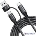 thumbnail image 1 of Cable USB a USB C de 4 Pies, 2 en 1 Trenzado USB 2.0 USB A/C a C 3A, Cable de Carga Rápida USB a Tipo C para MacBook Pro/Air/iPad Pro 2020 2019, Galaxy S22 S21, Note,, 1 of 5