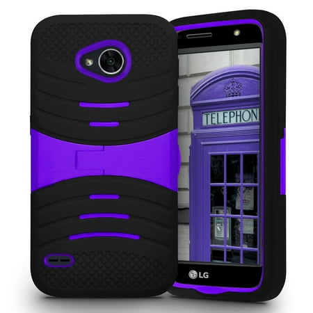 Penguin Design Silicon Case LG X Charge Case, ZV UCASE - Hybrid Dual Layer w/ Silicon Rugged Shell- Heavy Duty Case w/ Shockproof Protection And Kickstand - LG X Power 2 LV7 ()