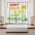 thumbnail image 2 of Ambesonne Rasta Kitchen Curtains, Keep Calm Words Reggae, 55"x39", Pale Green Yellow, 2 of 3