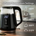 thumbnail image 3 of OVENTE 1L Small Electric Kettle with 5 Temperature Preset, Digital Display, 5Hr Keep Warm, Auto Shut-Off, Double-Wall Cool Touch Exterior, Borosilicate Glass,1500W BPA Free Water Boiler, Black KD95B, 3 of 8
