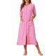 thumbnail image 2 of INSPIRE CHIC Bata de mujer con cremallera de manga larga, ropa de casa midi con bolsillos, vestido de noche S Rosa, 2 of 5
