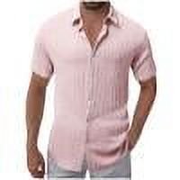 Kaemgyyd Men's Button down Shirts Short Sleeve Casual Collared Loose Fit Tops Solid Color Textured Beach Summer Breathable Tees