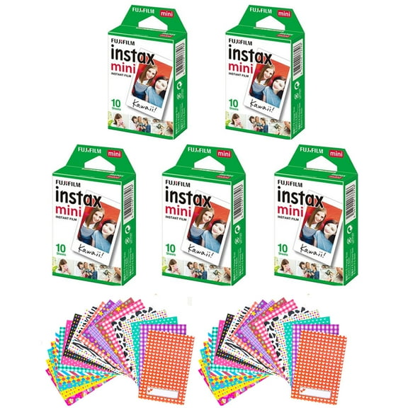 Fujifilm Instax Mini Twin Film Pack (50 Photos) With Film stickers