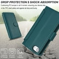 thumbnail image 5 of Allytechgroup Wallet Case for Apple iPhone SE 2022/2020,  Retro [1 Zipper Pocket + 6 Cards Slots] Hand Wrist Shoulder Strap Stand Shockproof iPhone SE 2022/2020 Cover Case for Girls Women, Green, 5 of 10