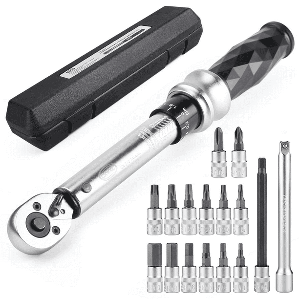 Bike Torque Wrench Set 1/4" Drive Click 125 Nm Bicycle Maintenance Tool Kit for Road/Mountain