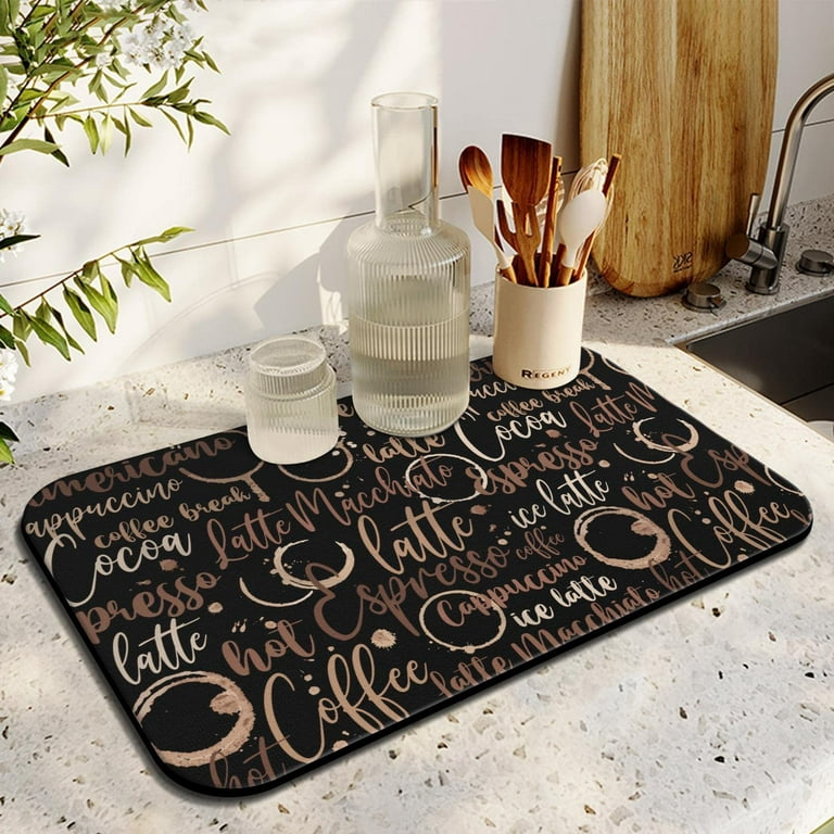 Coffee Mat Hide Stain Absorbent Rubber Backed Quick Drying Mat for