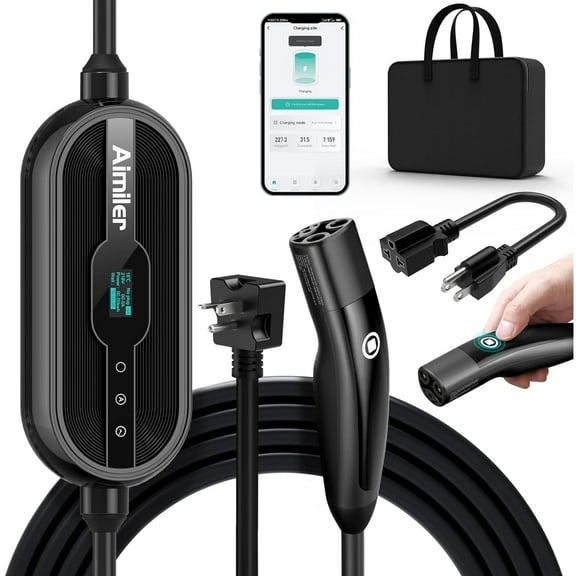 Level 1/2 Tesla Charger(WIFI APP/Plug-play), 16A, 25ft Cable ETL Certified, 240V NEMA 6-20P Plug & 120V 5-15P Adapter, NACS Connector, Portable Electric Car EV Charger for Tesla Models Y/X/3/S