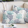thumbnail image 2 of Teal Blue Grey Coral Coastal Pillow Covers 16"x24", Summer Beach Seaside Nautical Soft Brushed Microfiber Breathable Throw Pillow Covers, Pillowcase with Zipper for Couch Sofa Bedroom Living Room, 2 of 9