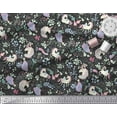 thumbnail image 3 of Soimoi Black Poly Georgette Fabric Unicorn & Floral Printed Fabric 1 Yard 52 Inch Wide, 3 of 3