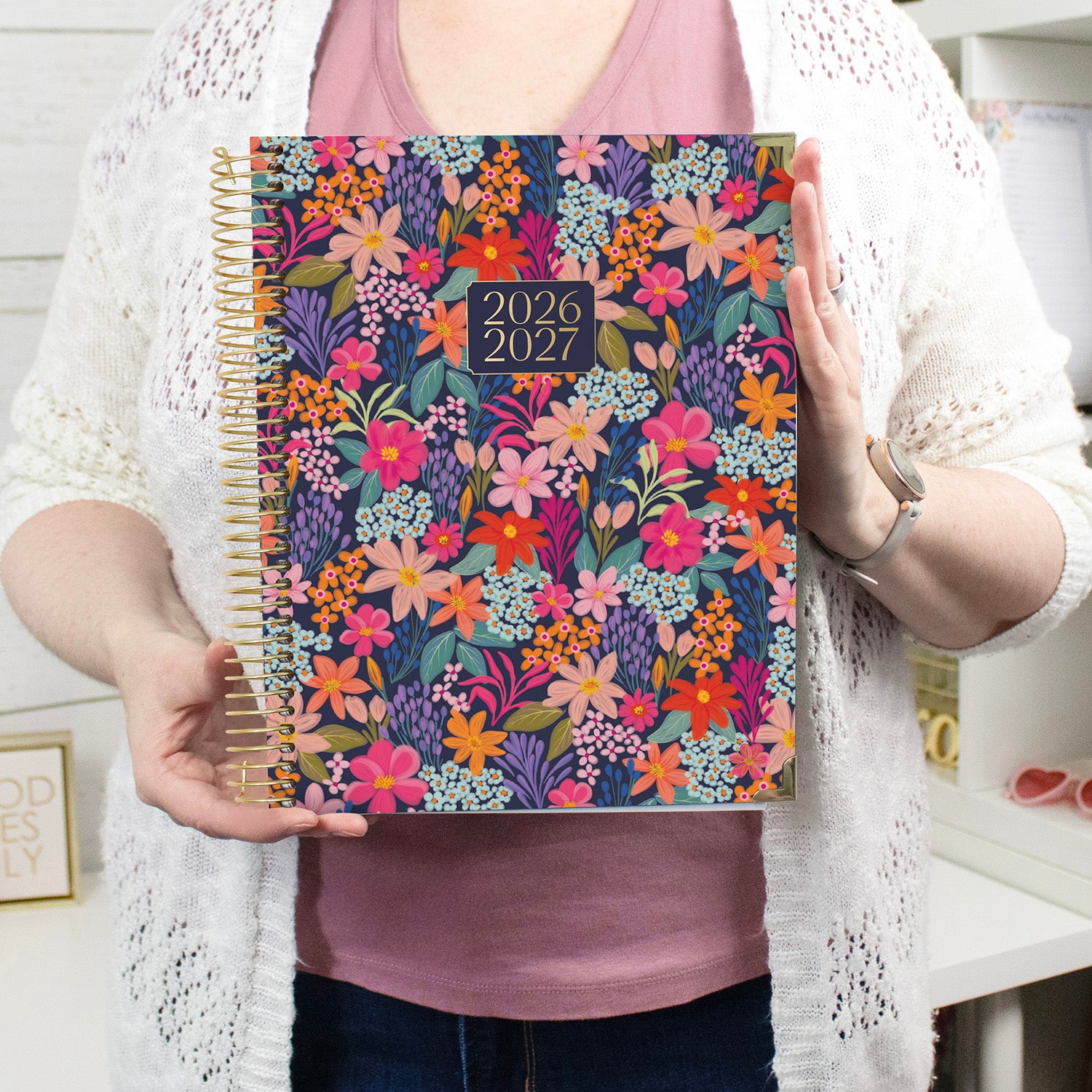 bloom daily planners 2026-2027 Academic Planner, 13-Month Monthly & Weekly Hard Cover, 8.5" x 11", Floral Fiesta