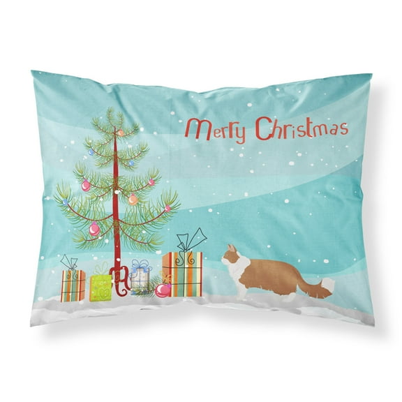 Norwegian Forest 2 Cat Merry Christmas Fabric Standard Pillowcase