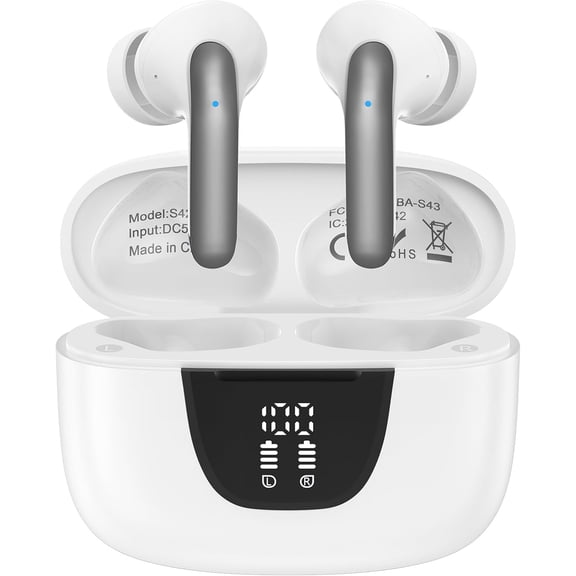 Wireless Earbuds Bluetooth 5.3 Headphones for iPhone 17 Pro Max/17 Pro/17 Air/16e/16/15, Earbuds with Noise Cancelling Mic IP7 in Ear Earphones, 60H LED Display Ear buds for Samsung A17 A16 S25 FE