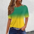thumbnail image 1 of T-Shirts pour Femmes à Manches Courtes Col Rond Basique avec Design Dégradé Idéal pour le Printemps et l'Été, Garde-Robe Confortable Polyvalente, 1 of 4