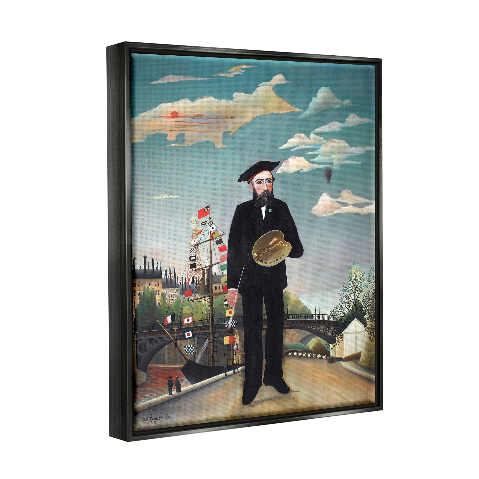 Stupell Industries Myself Self Portrait Henri Rousseau Classical Painting Painting Luster Gray Floating Framed Canvas Print Wall Art, Design by one1000paintings