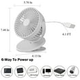 thumbnail image 2 of Kiven 5.7 Inch USB Clip Fan with Remote Control - Portable Fan with USB Socket?Strong Clamp,Two Speed Settings,and Adjustable Tilt Mechanism for Office Dorm Bedroom Stroller?Gray?, 2 of 5