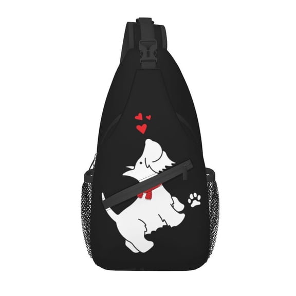 Fashion Scottish Terrier Love Sling Bag for Traveling Men's Scottie Dog Crossbody Chest Backpack Shoulder Daypack