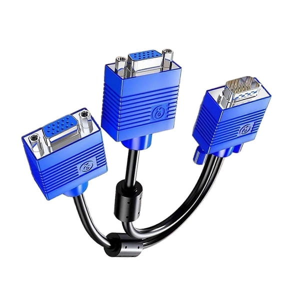 Flexible VGA Splitter Cable 1 To 2 Port Extender Cord For Clearly Video Output Devices Multicolor